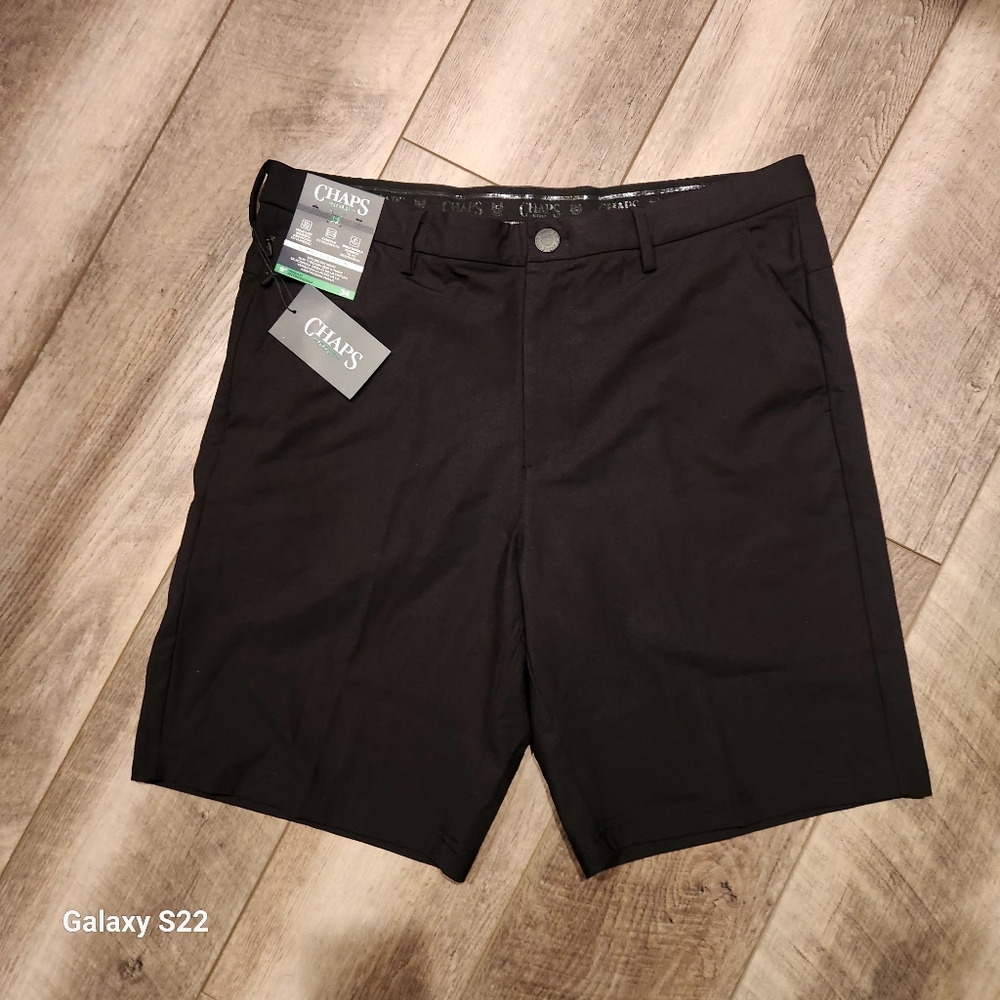 Chaps shorts black size 34 nwt moisture wicking stretch